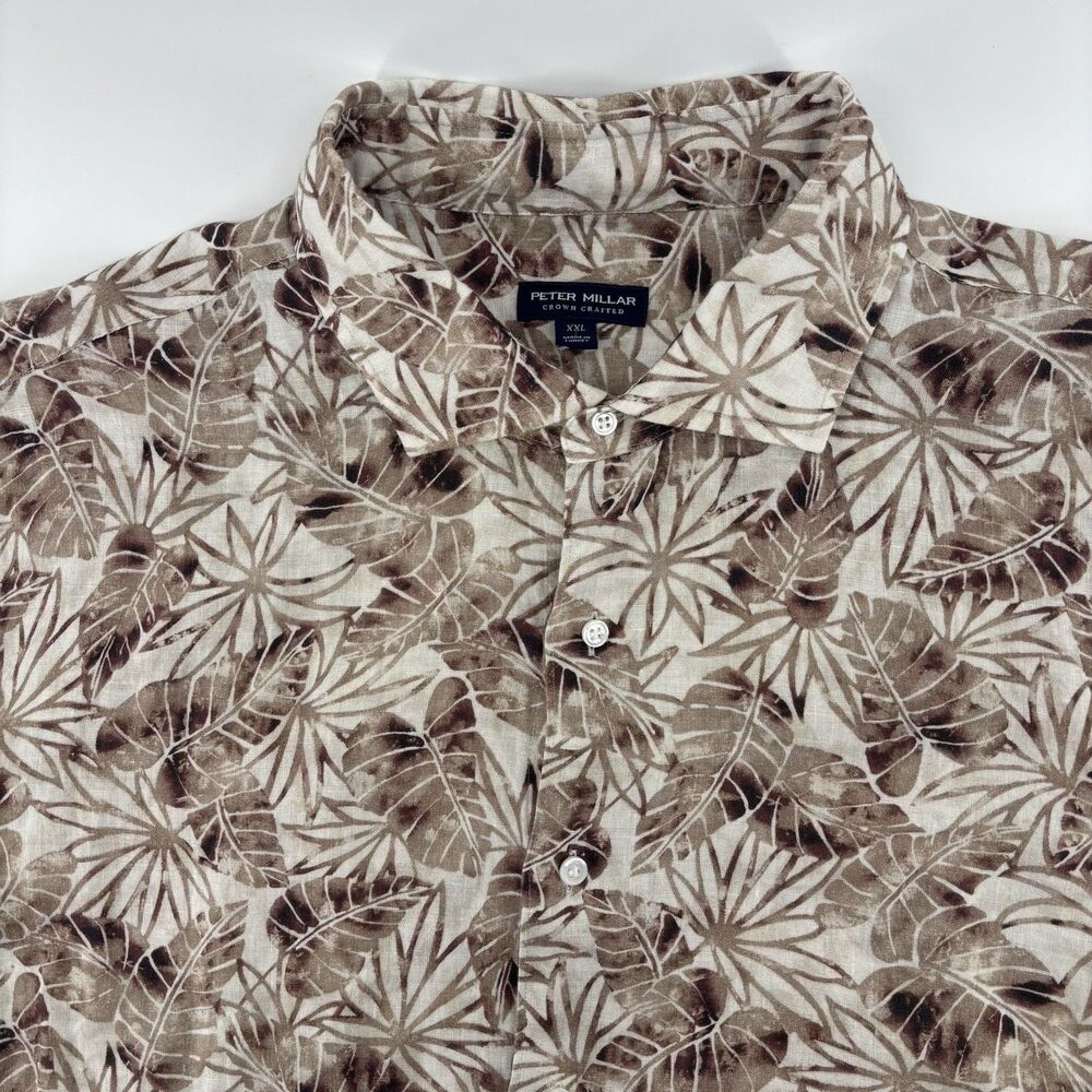 Peter Millar Golf S/S Comers Beach Linen Sport Dress Shirt Men's XXL